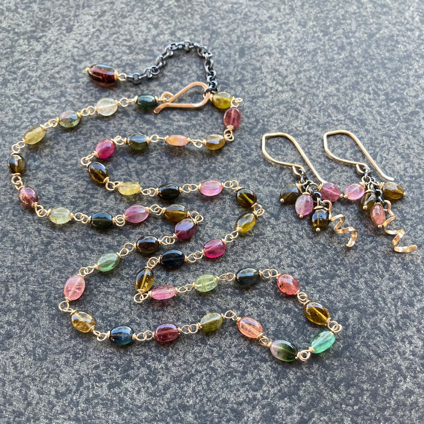 Multicolor Tourmaline & Mixed Metal Necklace