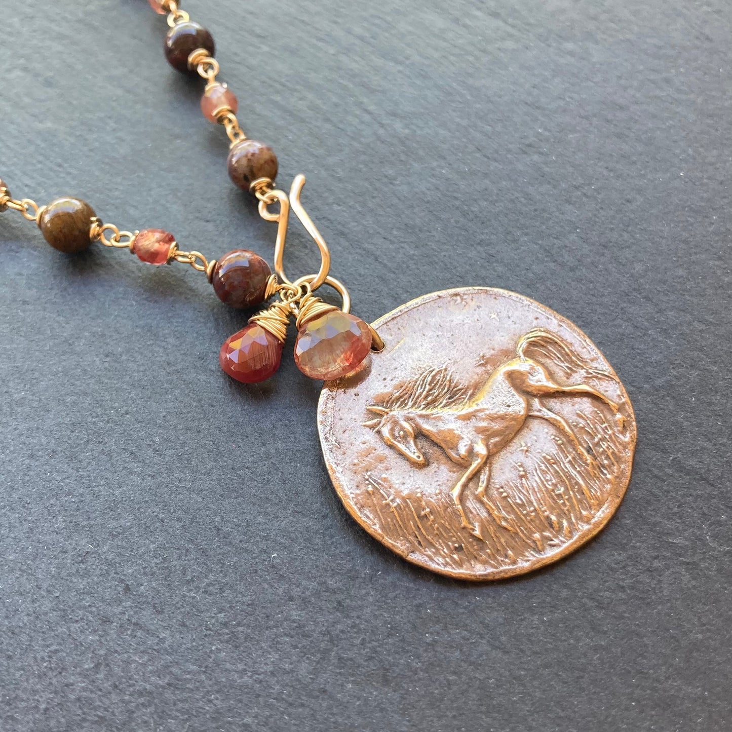 Pietersite, Lazasine, Gold & Bronze Wild Horse Coin Necklace