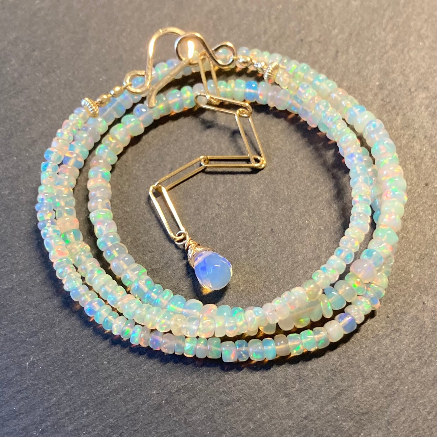 Ethiopian Opal & Gold Beaded Necklace