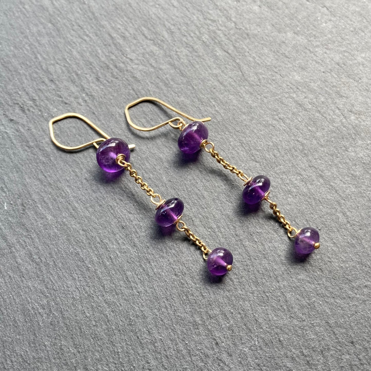 Amethyst & Gold Vintage Chain Earrings
