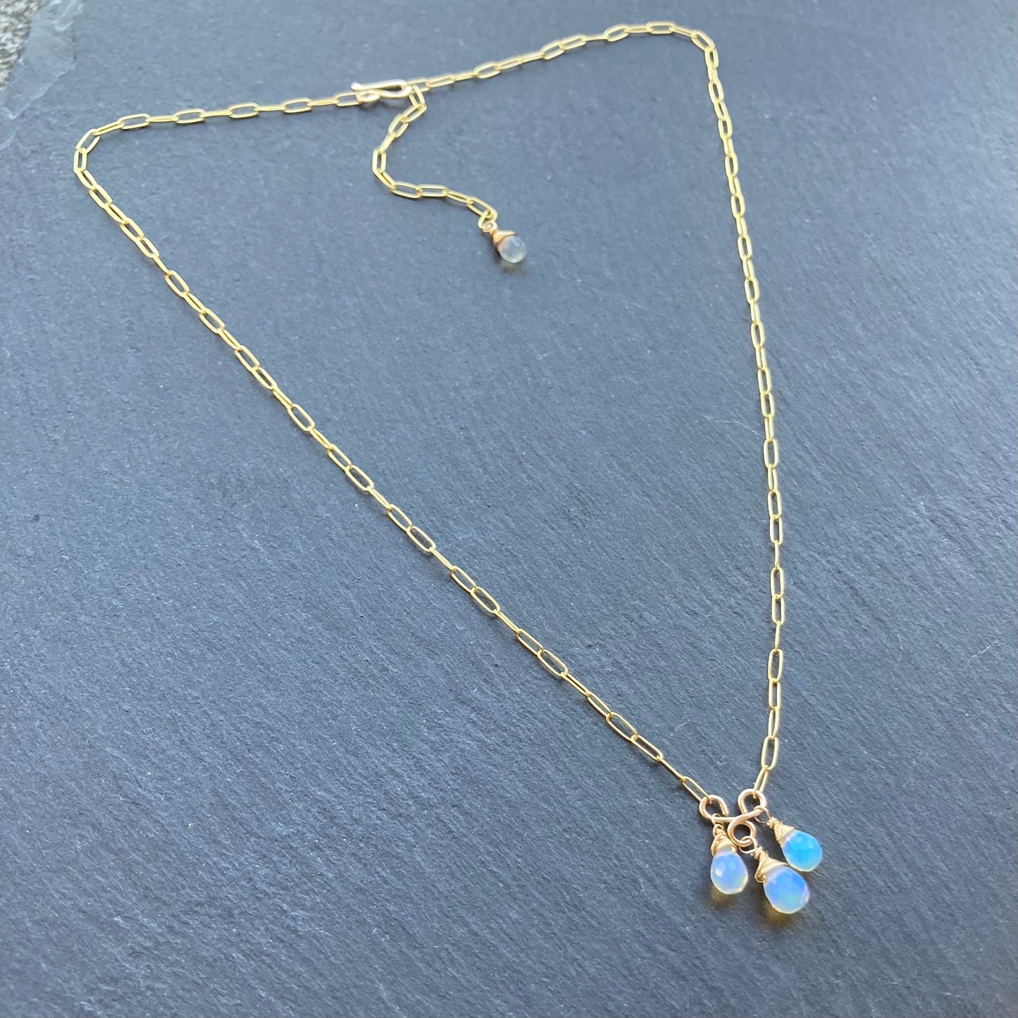 Ethiopian Opal & Gold Pendant Necklace