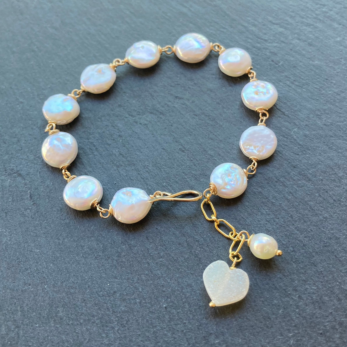 Freshwater Coin Pearl & Gold Bracelet