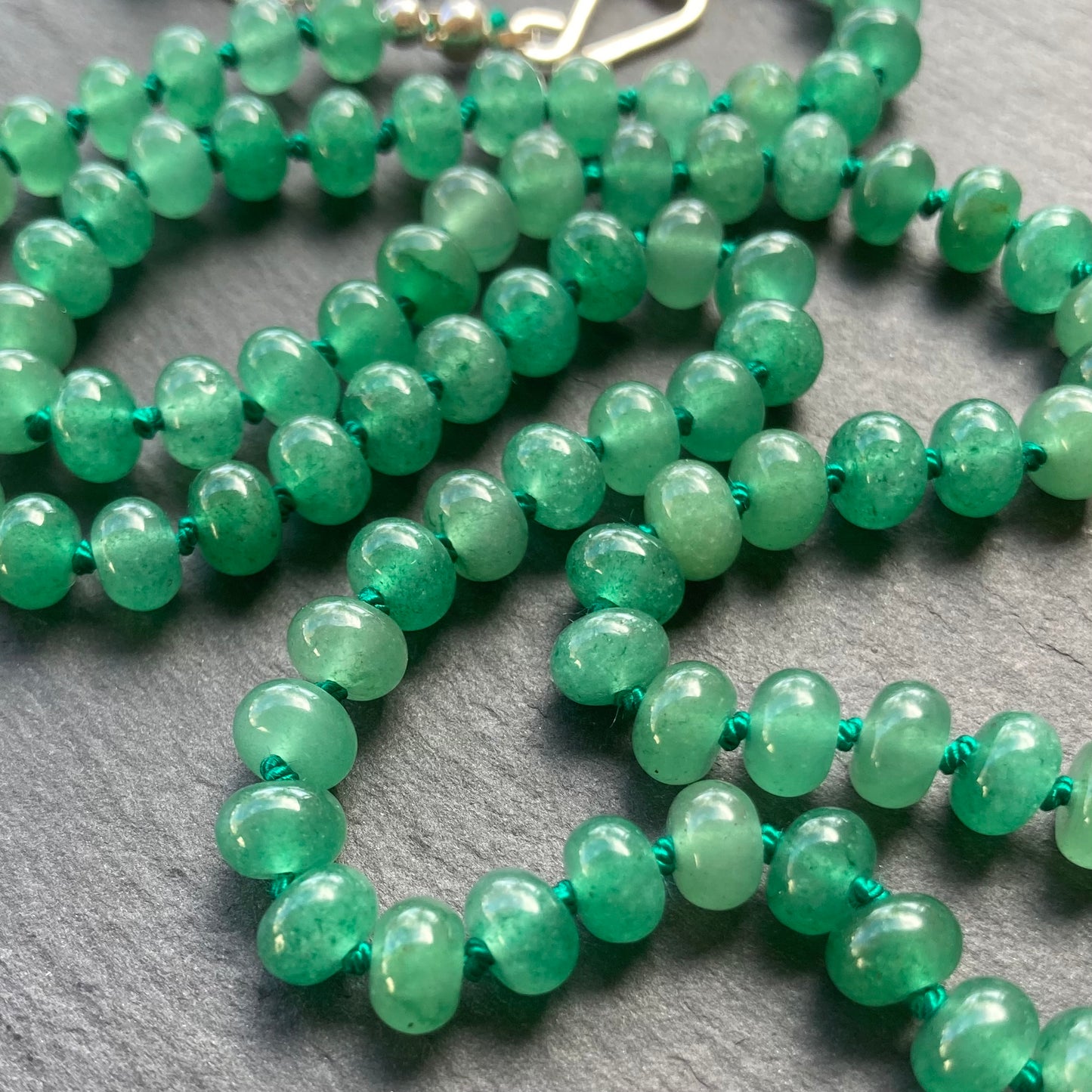 Aventurine Hand Knotted Silk Necklace