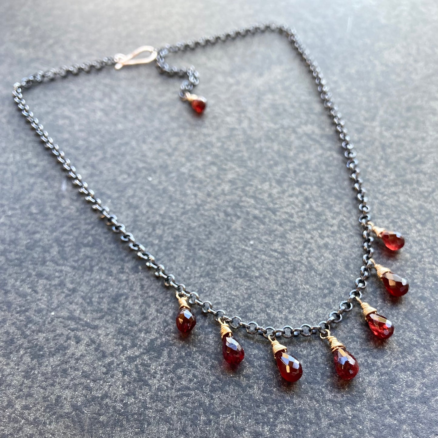 Mozambique Garnet & Mixed Metal Charm Choker