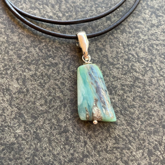 Peruvian Opal & Sterling Silver Leather Choker