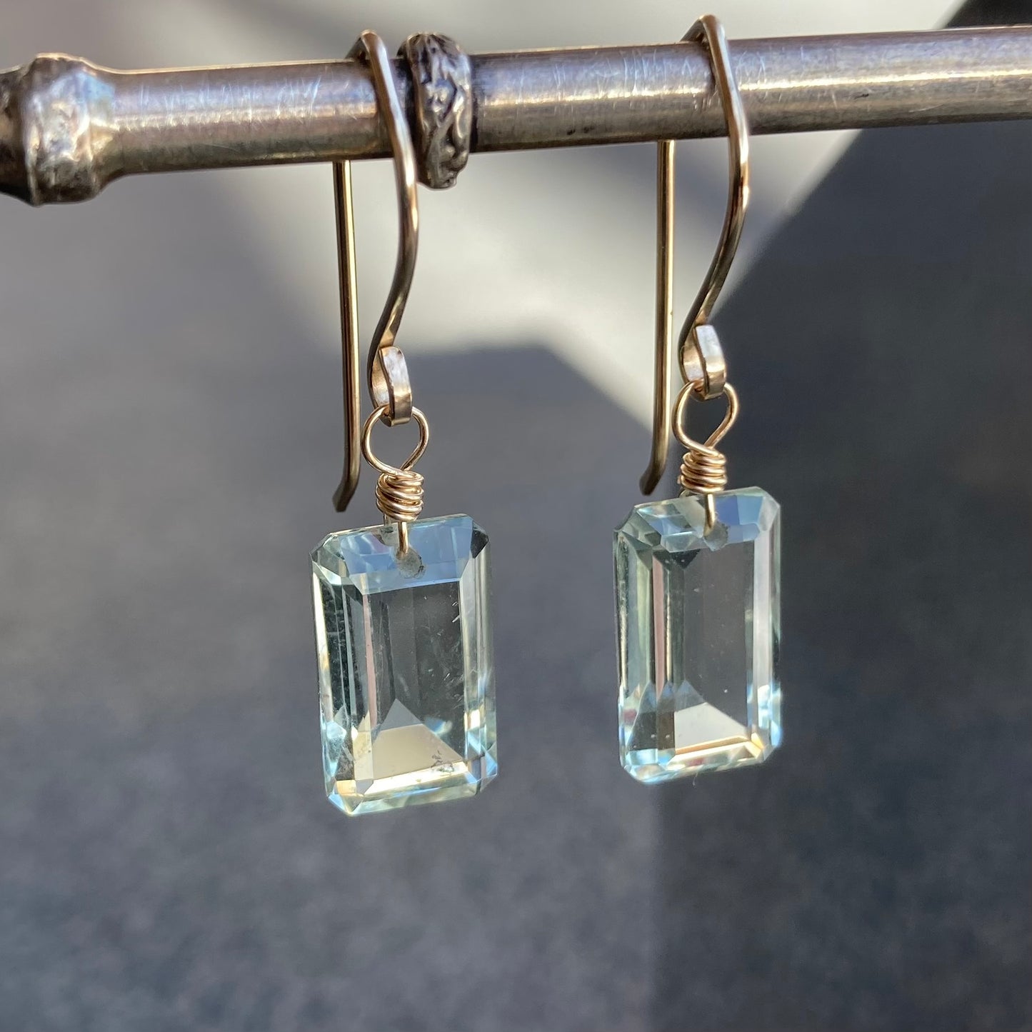 Prasiolite & Gold Earrings