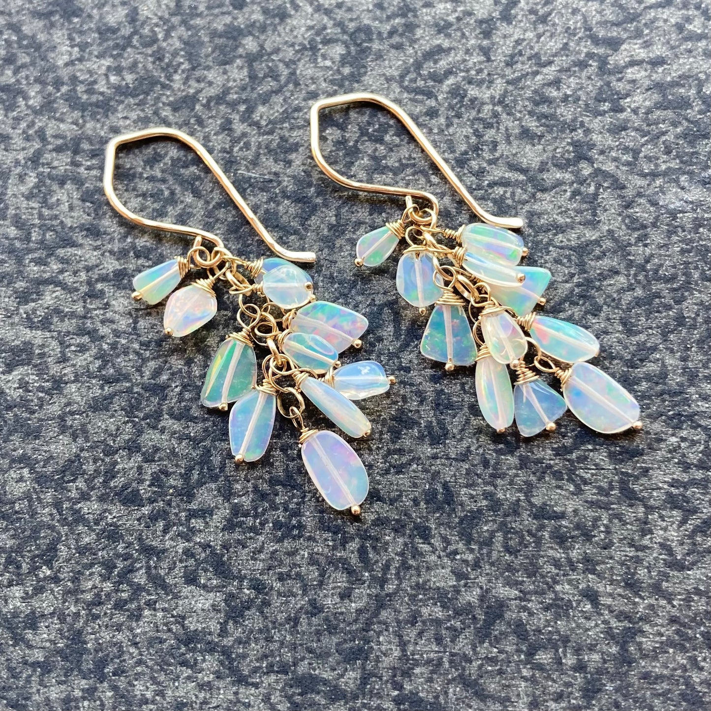 Ethiopian Opal & Gold Cascade Earrings