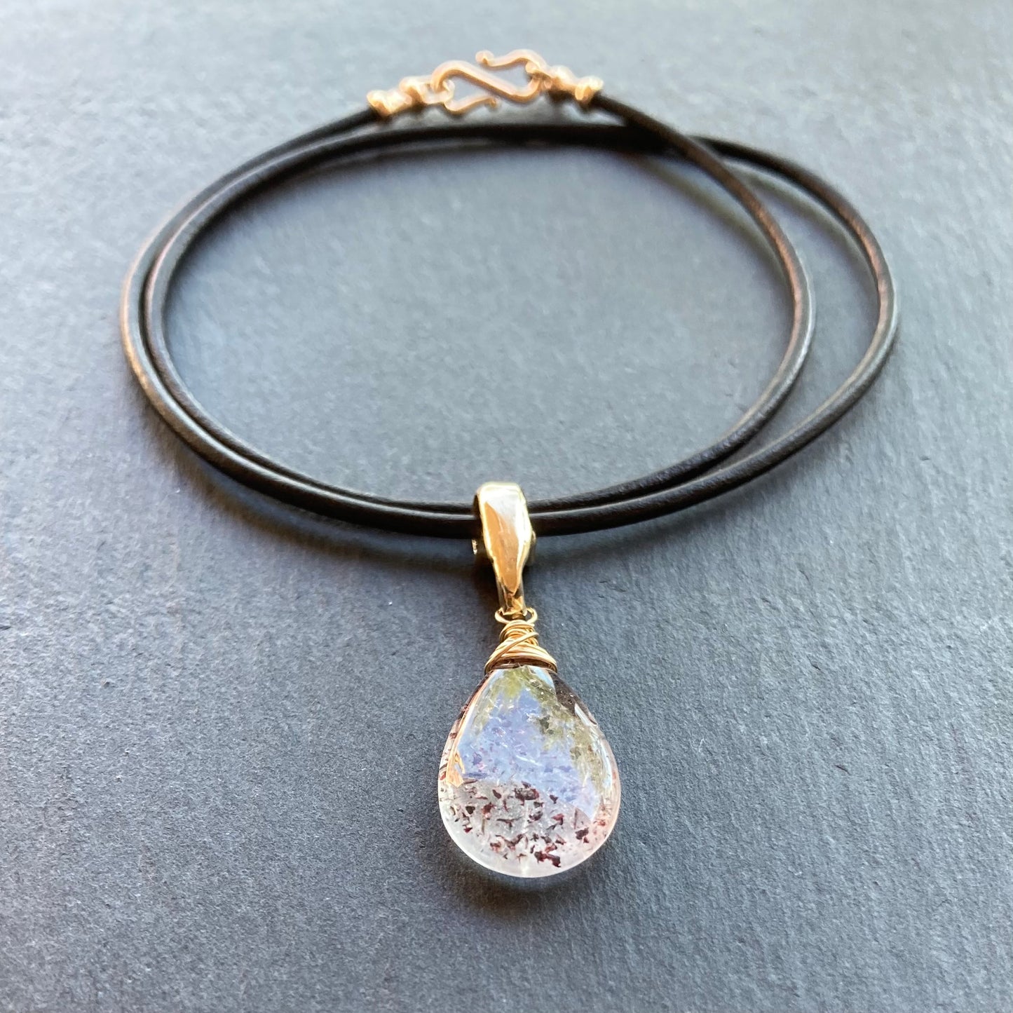 Lepidocrocite & Bronze Genuine Leather Choker