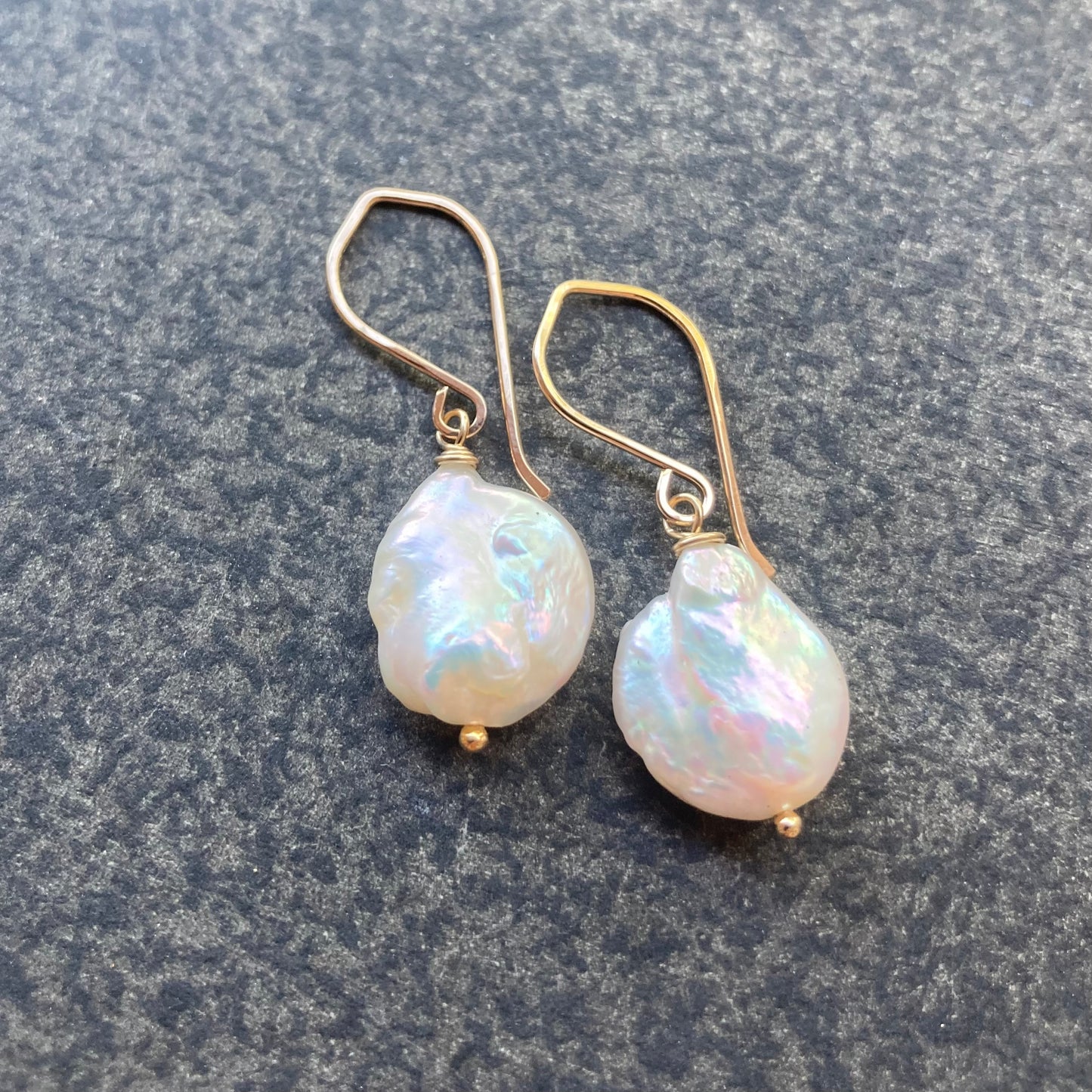 Freshwater Coin Pearl & Gold Earrings