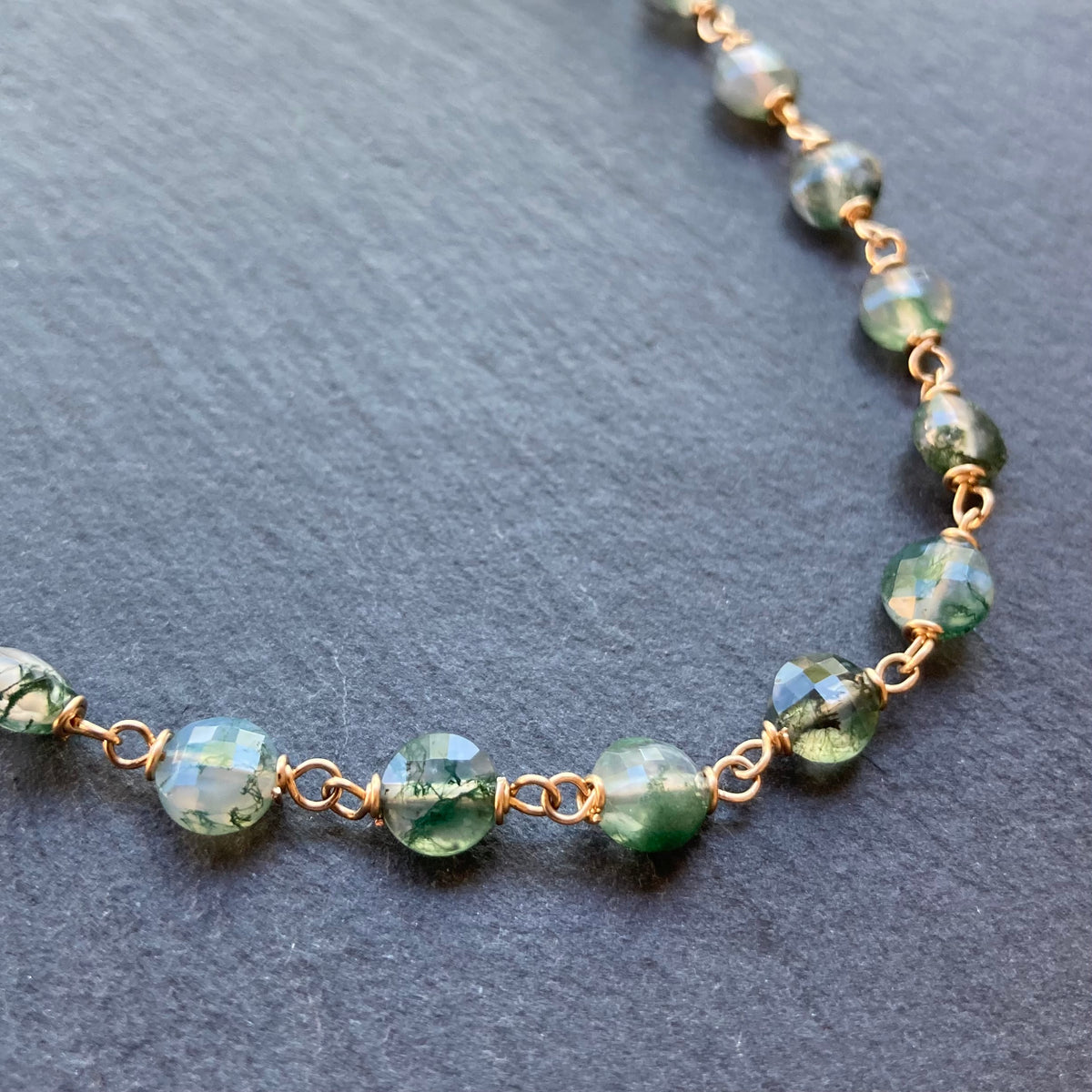 Moss Agate & Gold Necklace