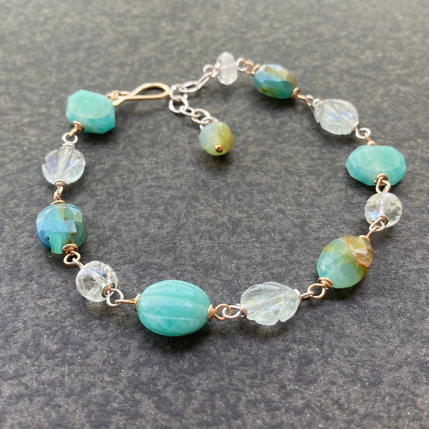 Amazonite Multi Gemstone & Mixed Metal Bracelet