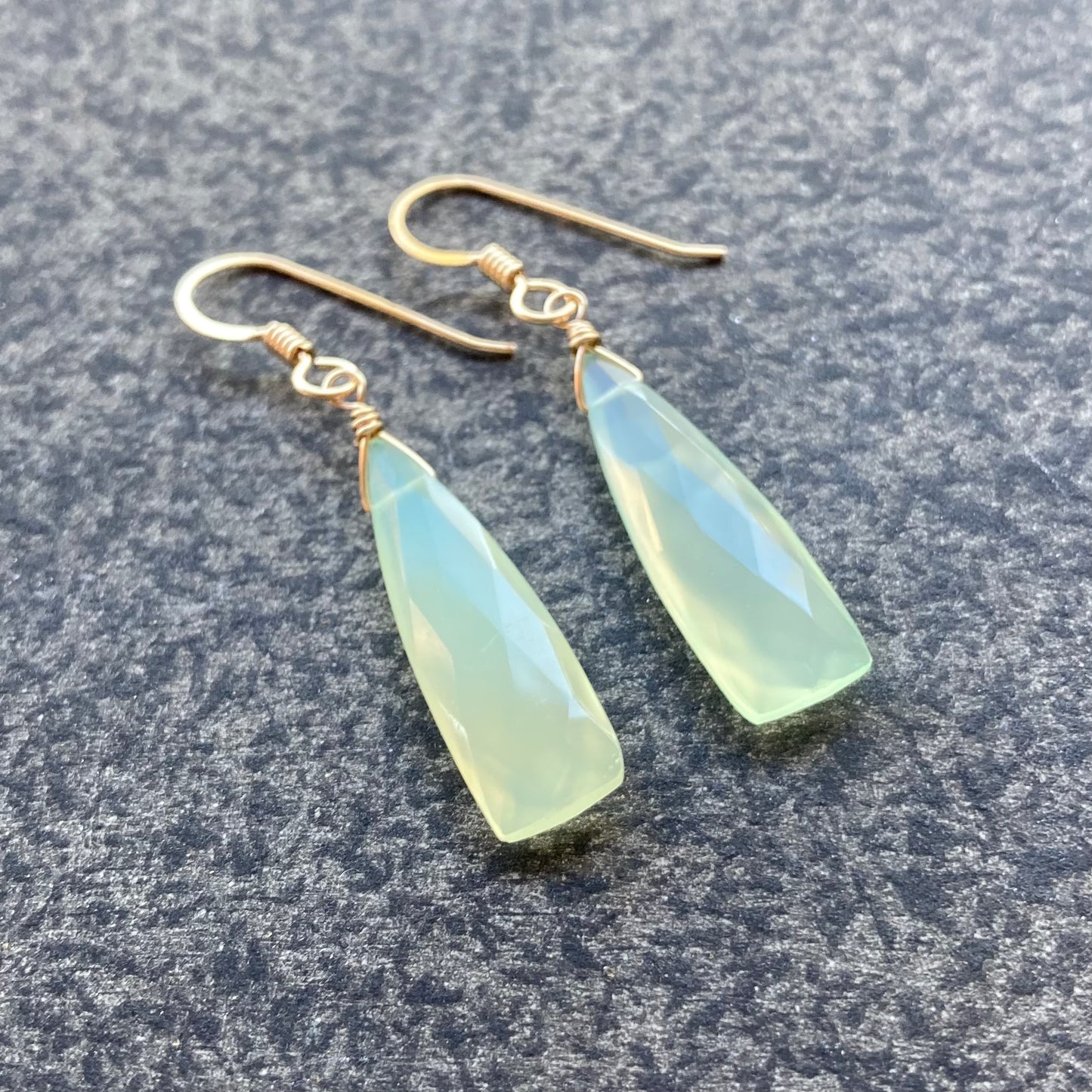 Aqua Chalcedony & Gold Earrings