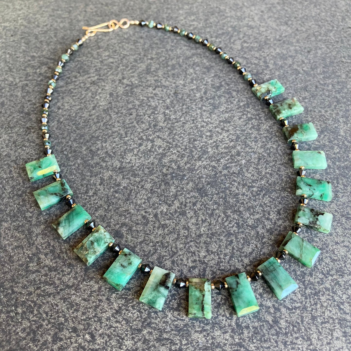 Natural Emerald, Black Spinel & Pyrite Collar