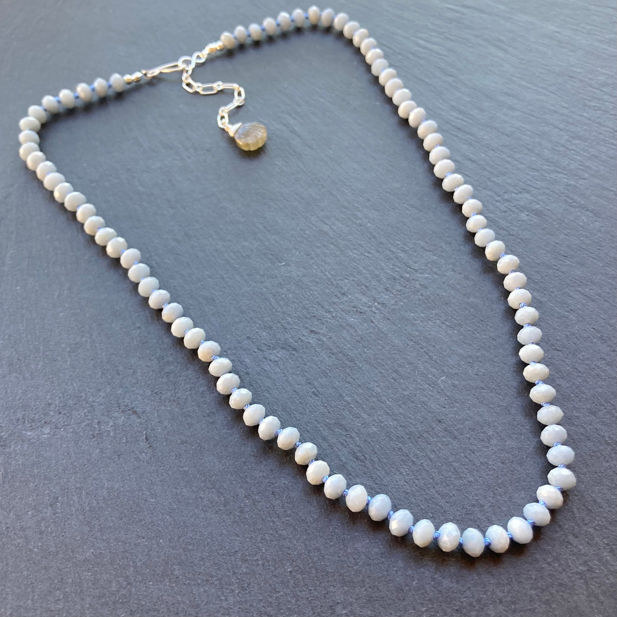 Angelite Hand Knotted Silk Necklace