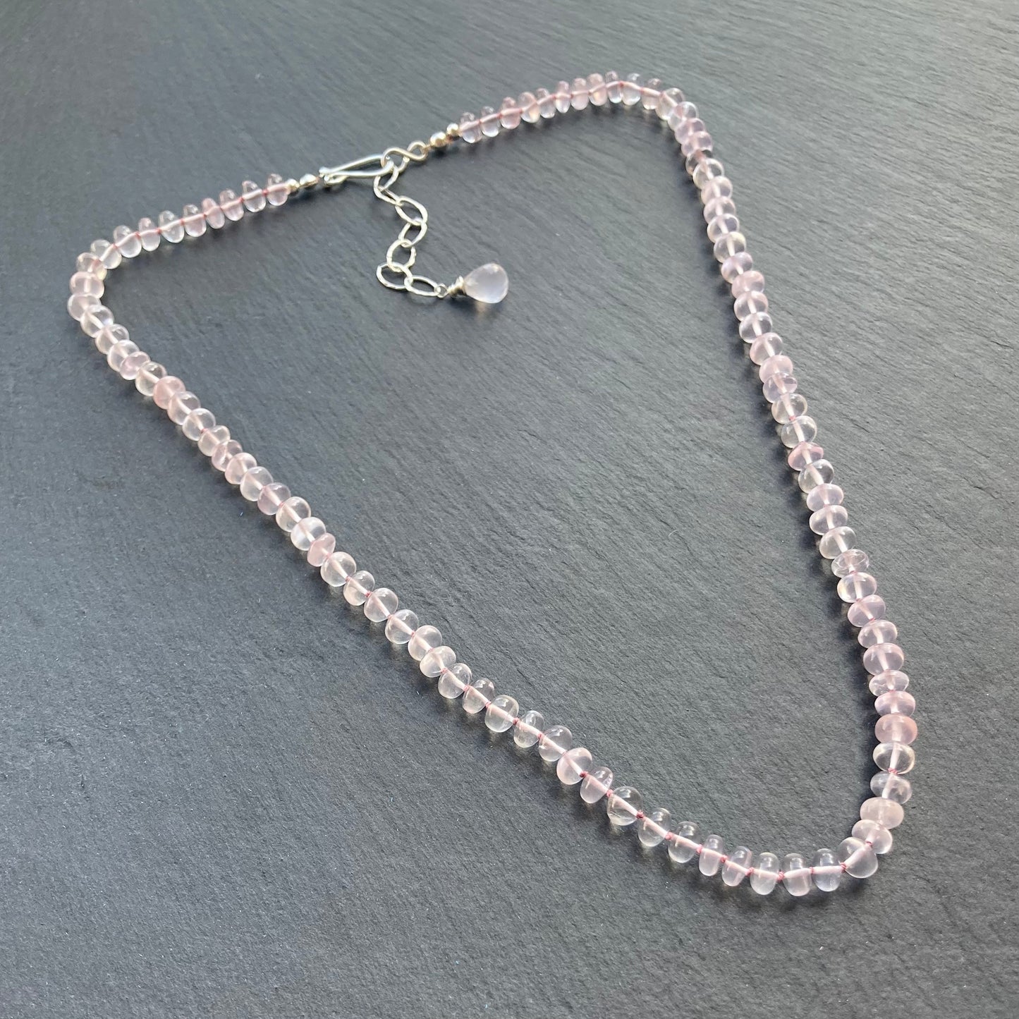 Rose Quartz Hand Knotted Silk Necklace