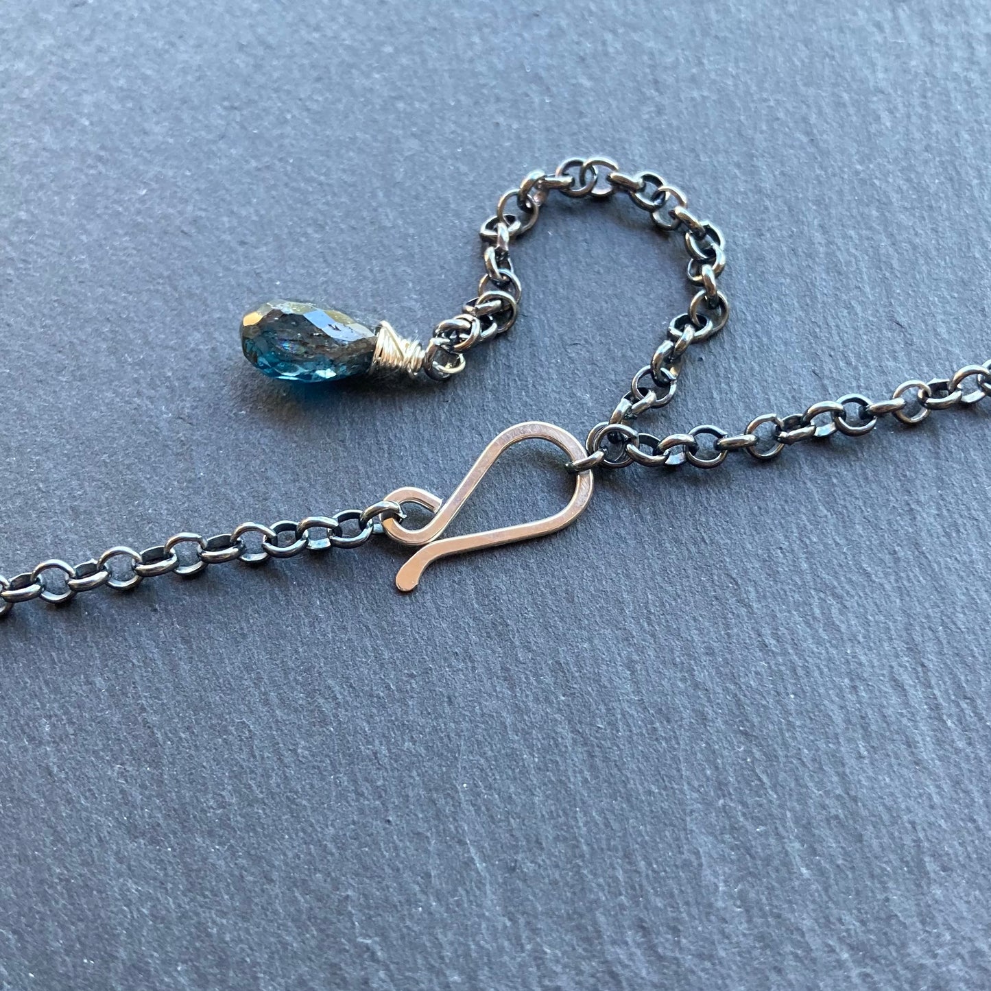 Rainbow Moonstone, Moss Kyanite & Sterling Silver Winter Solstice Charm Choker