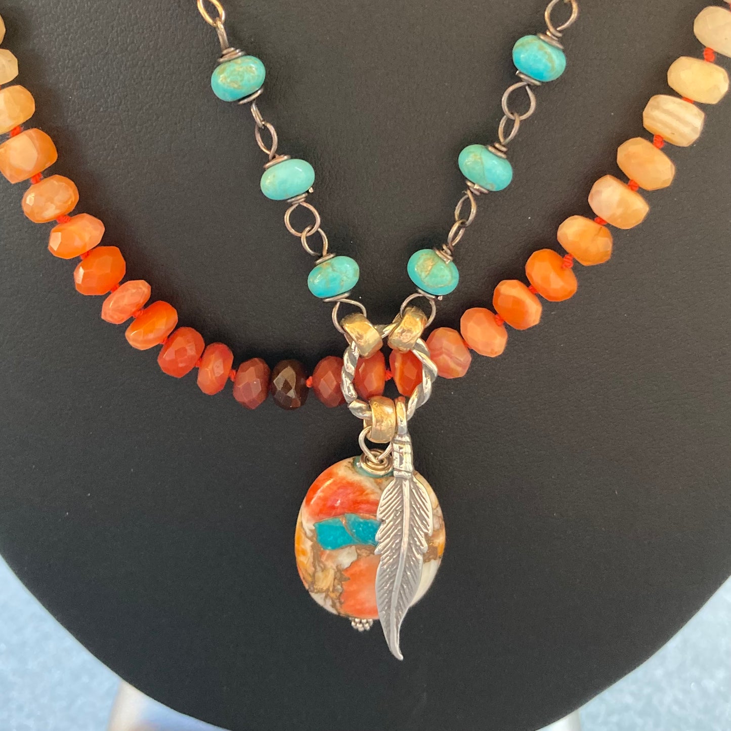 Fire Opal Hand Knotted Silk Necklace