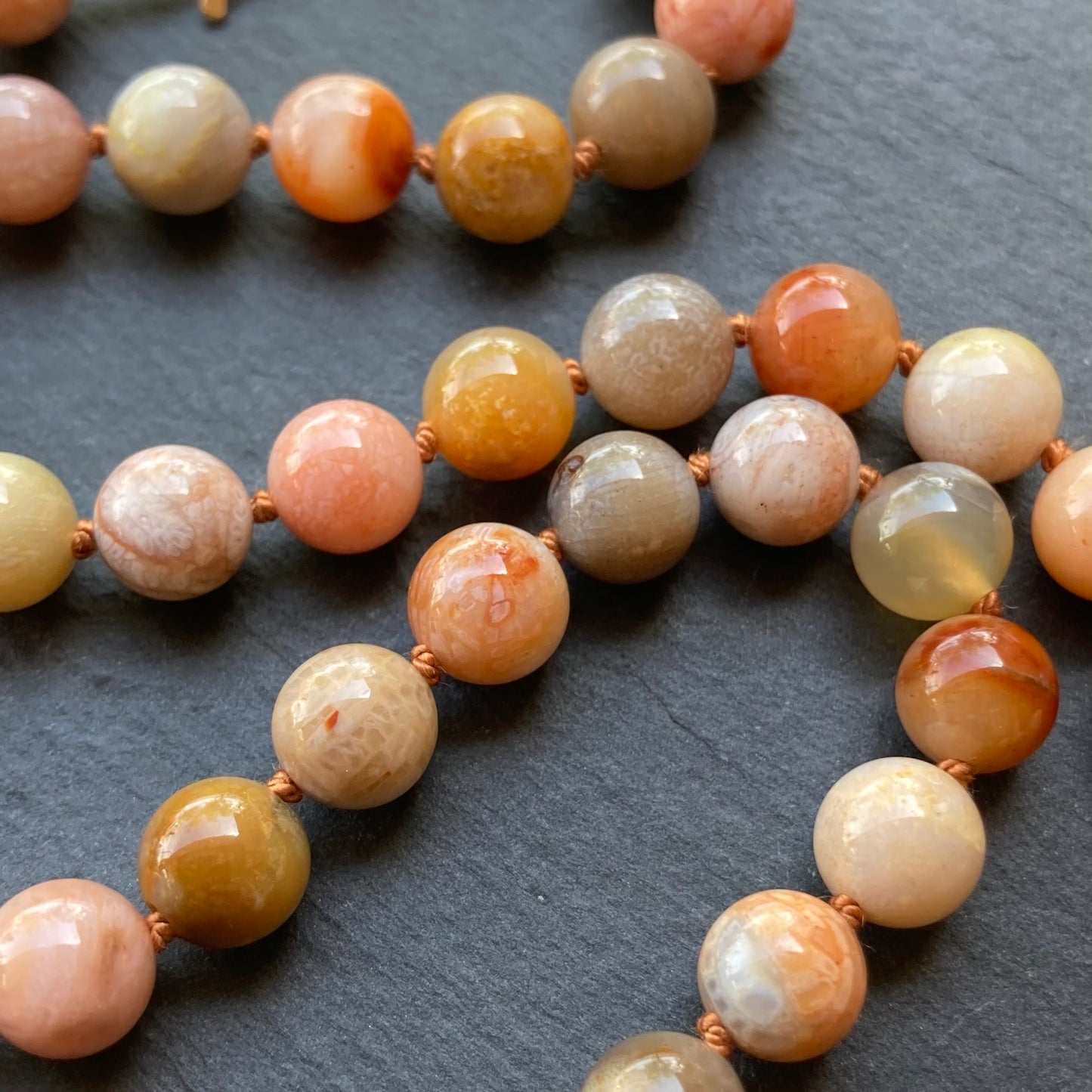 Fossil Coral Hand Knotted Silk Necklace
