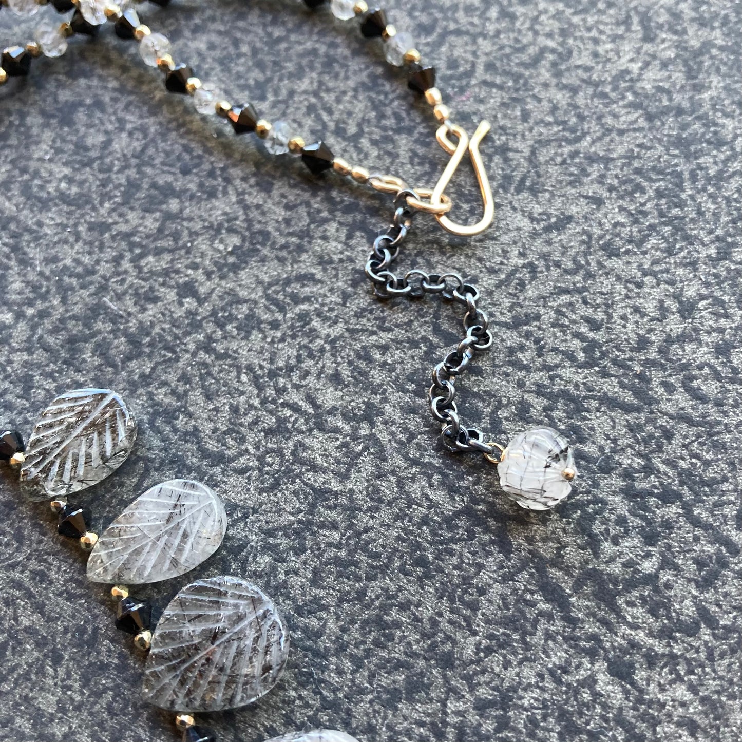 Rutilated Quartz, Black Spinel & Pyrite Winter Solstice Necklace