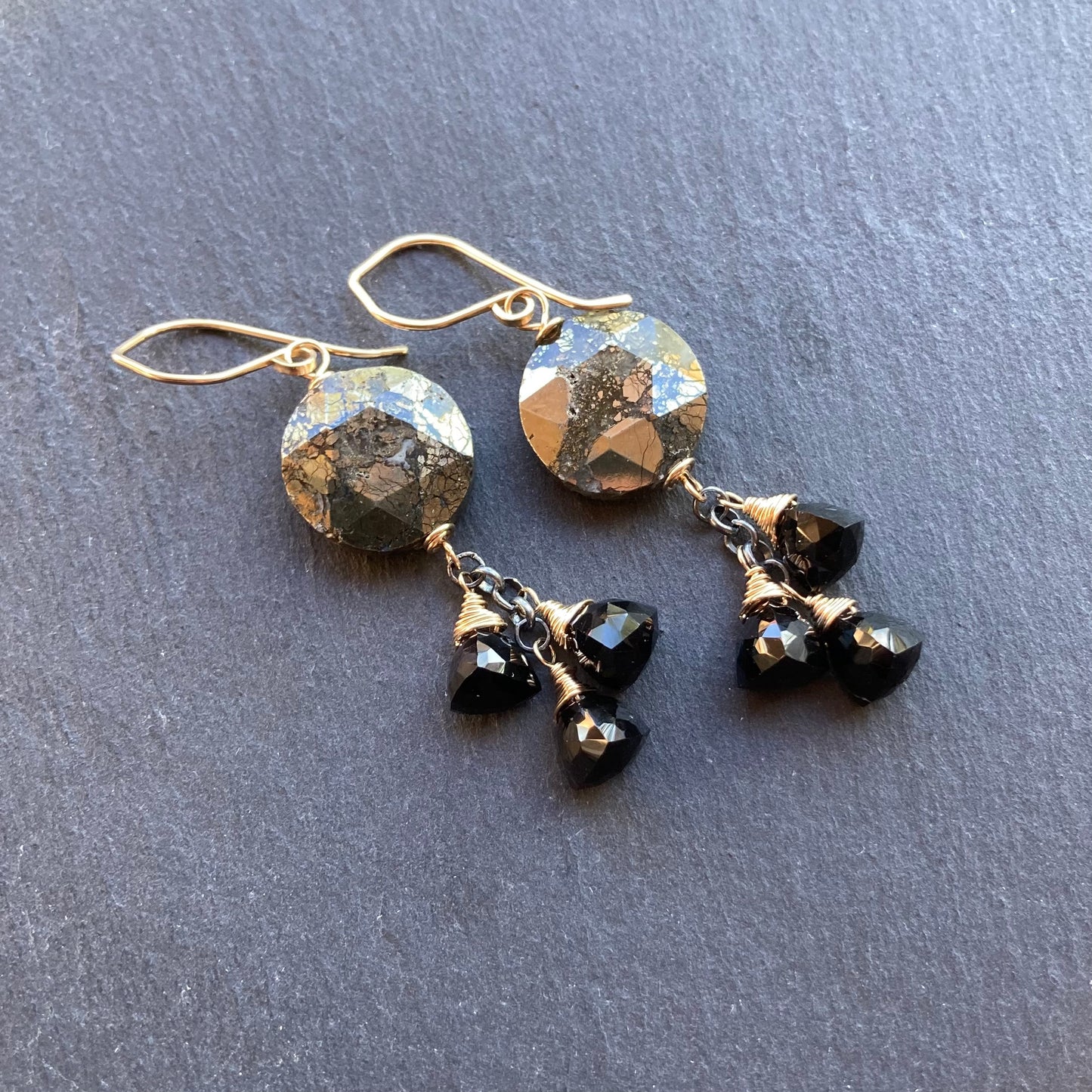 Nipomo Marcasite in Agate, Black Onyx & Mixed Metal Tassel Earrings