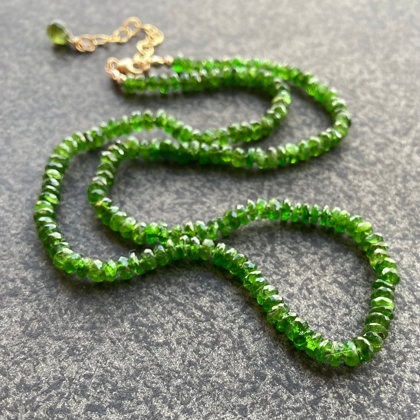 Chrome Diopside Hand Knotted Silk Necklace