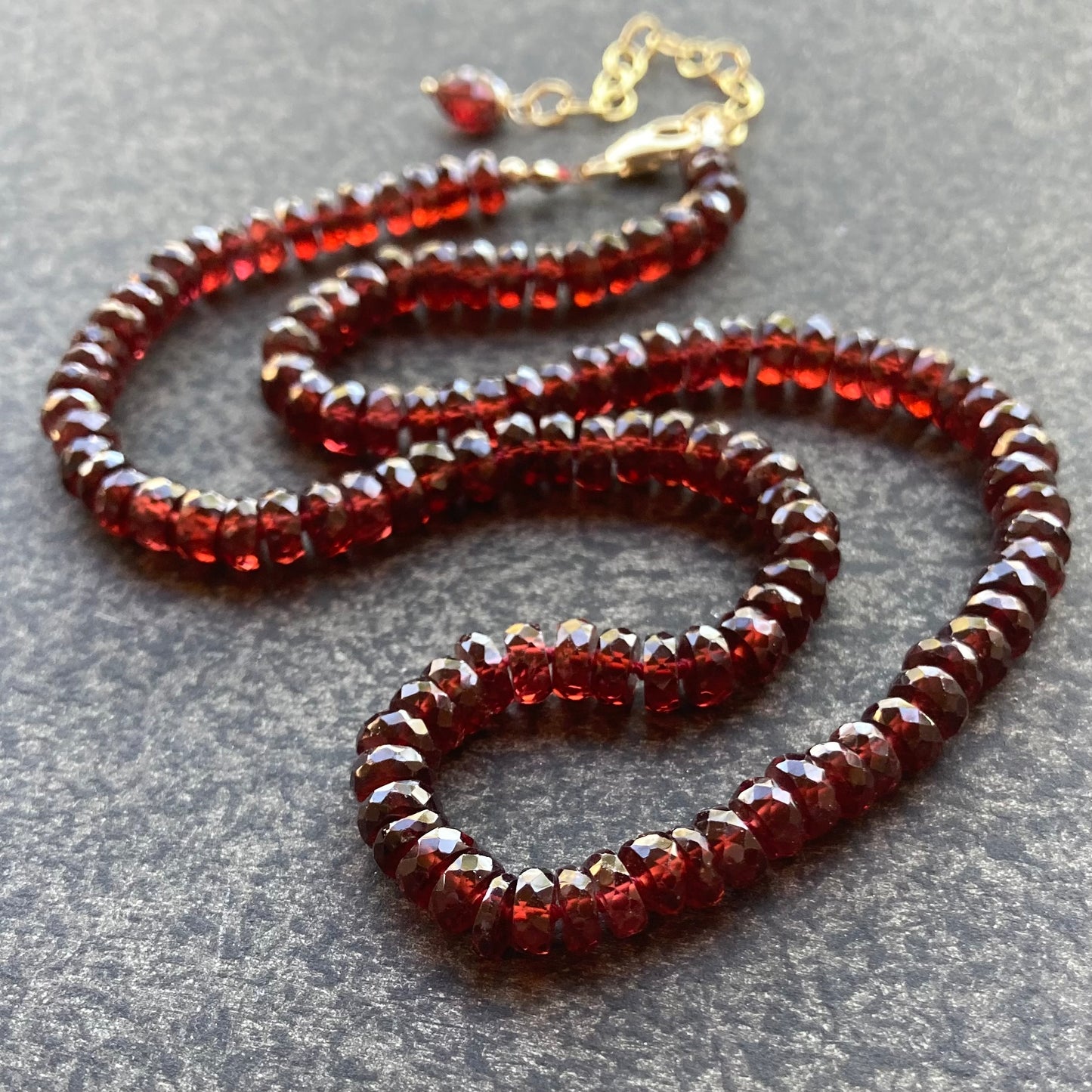 Mozambique Garnet Hand Knotted Silk Necklace