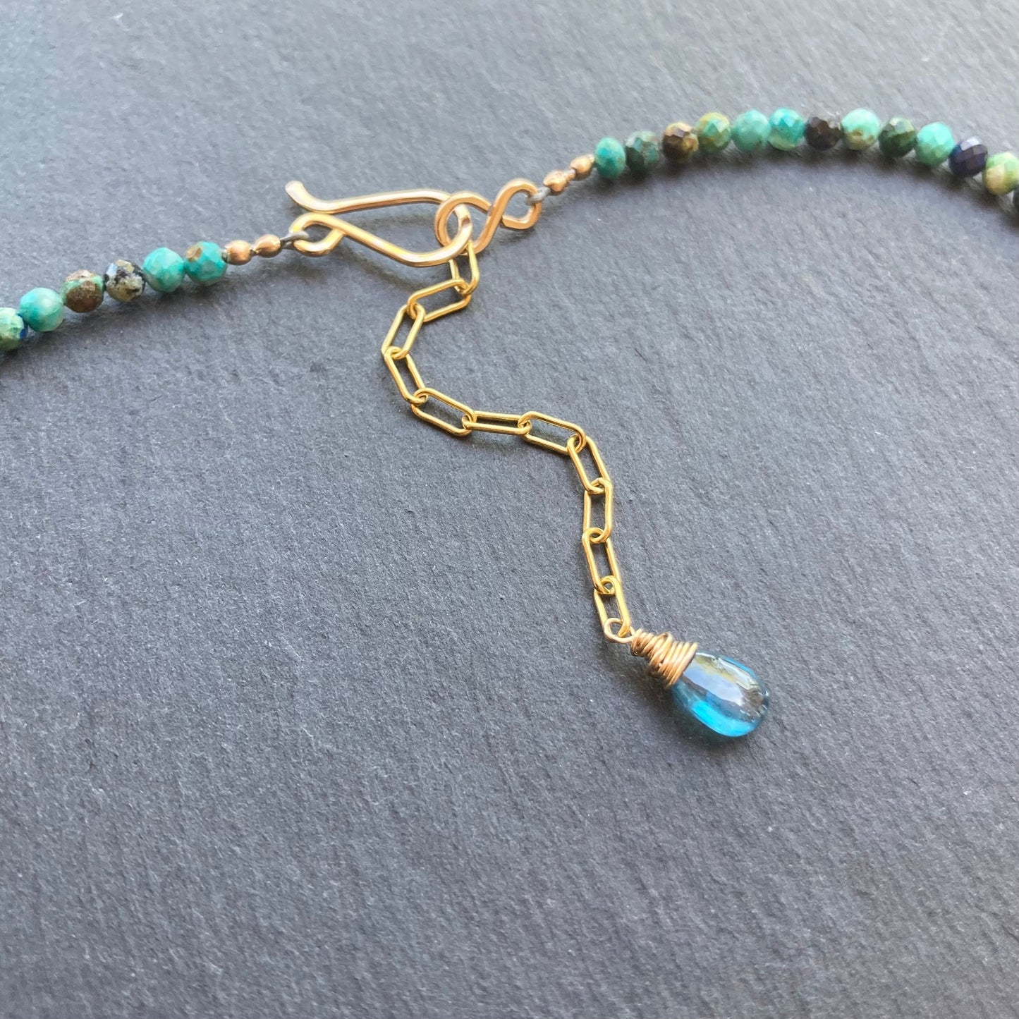 Chrysocolla Azurite & Gold Ammonite Pendant Choker