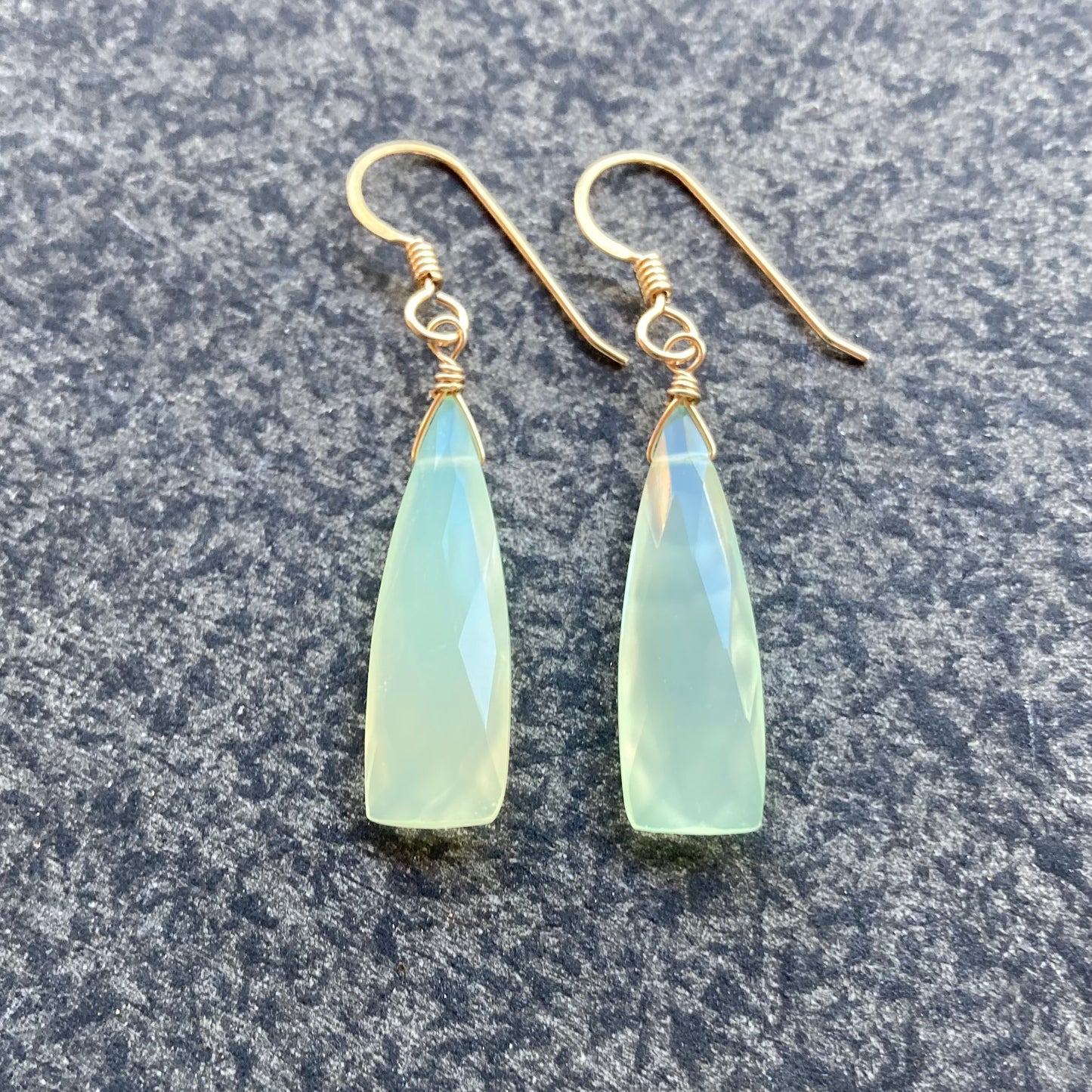 Aqua Chalcedony & Gold Earrings