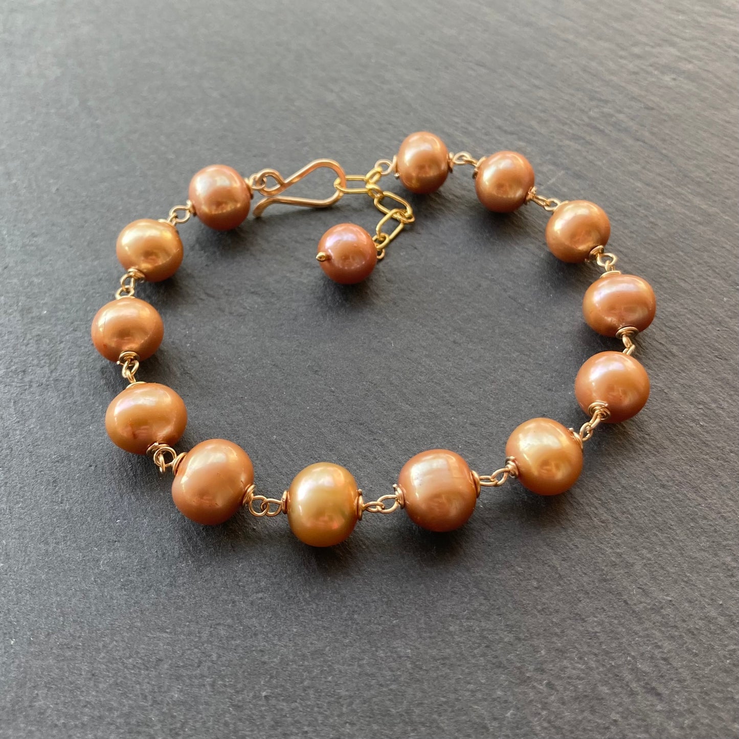 Champagne Pearl & Gold Bracelet