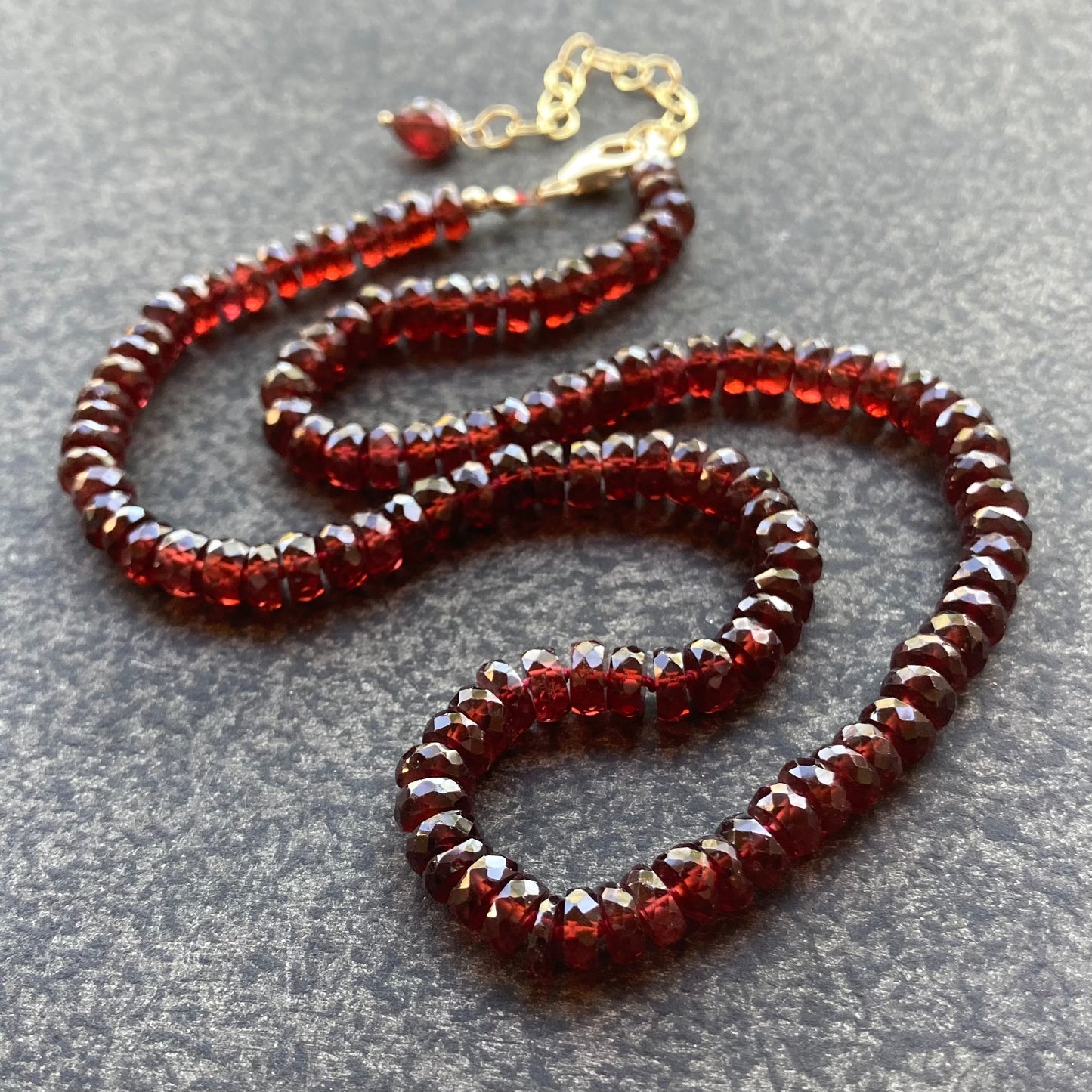 Mozambique Garnet Hand Knotted Silk Necklace