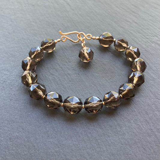 Smoky Quartz & Gold Bracelet