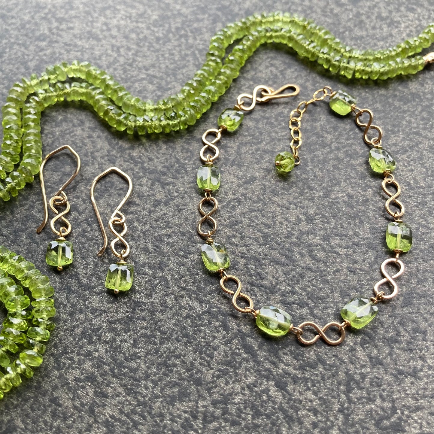 Peridot Hand Knotted Silk Necklace