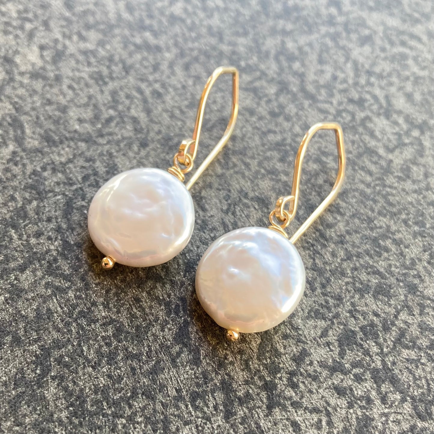 Freshwater Coin Pearl & Gold Earrings