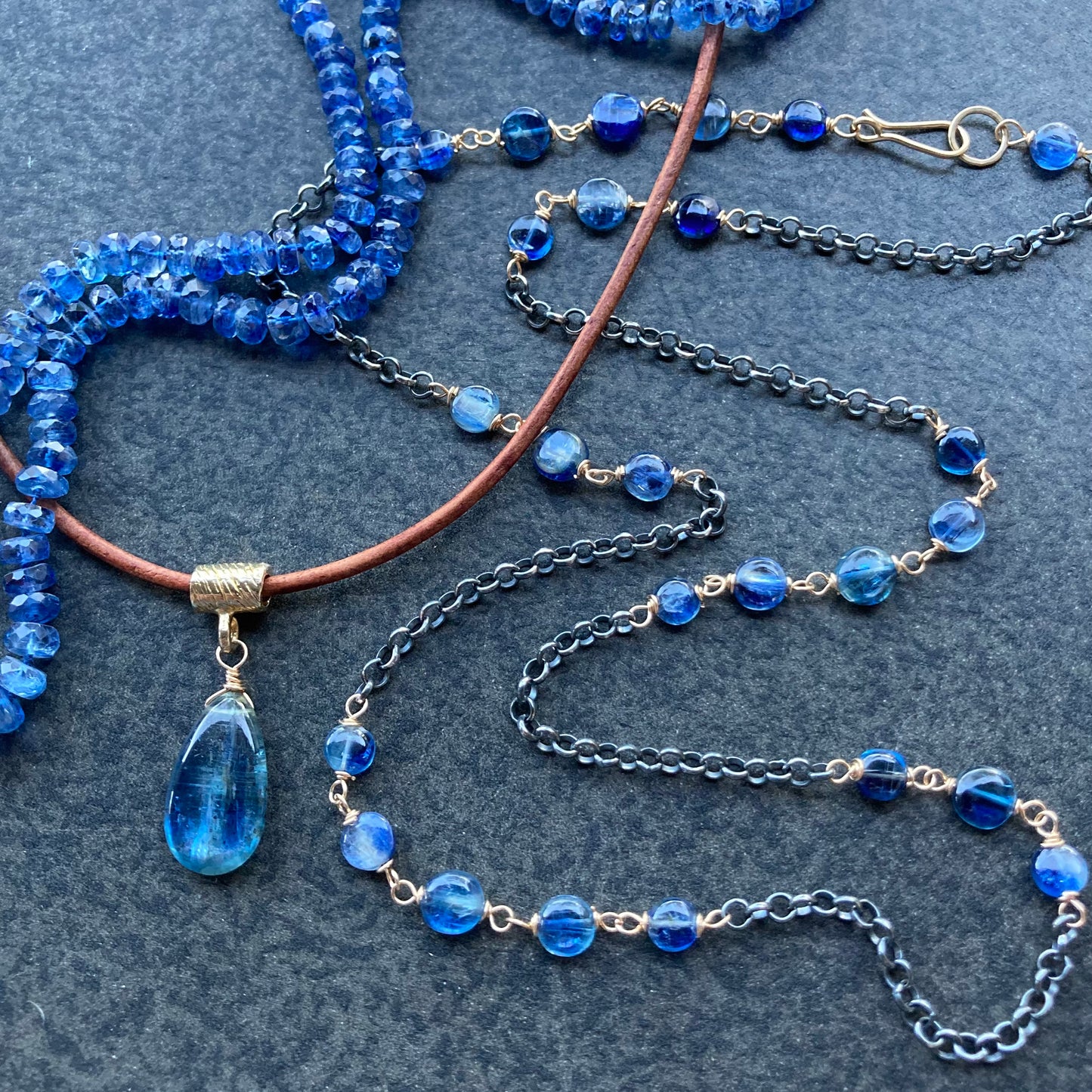 Blue Kyanite & Mixed Metal Necklace