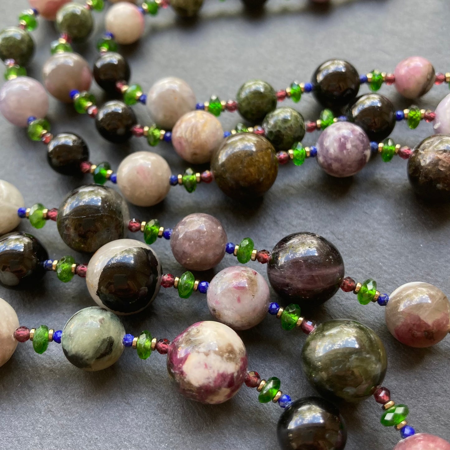 Custom Multi Gemstone 3-Strand Necklace