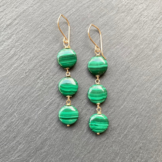 Malachite & Gold Earrings