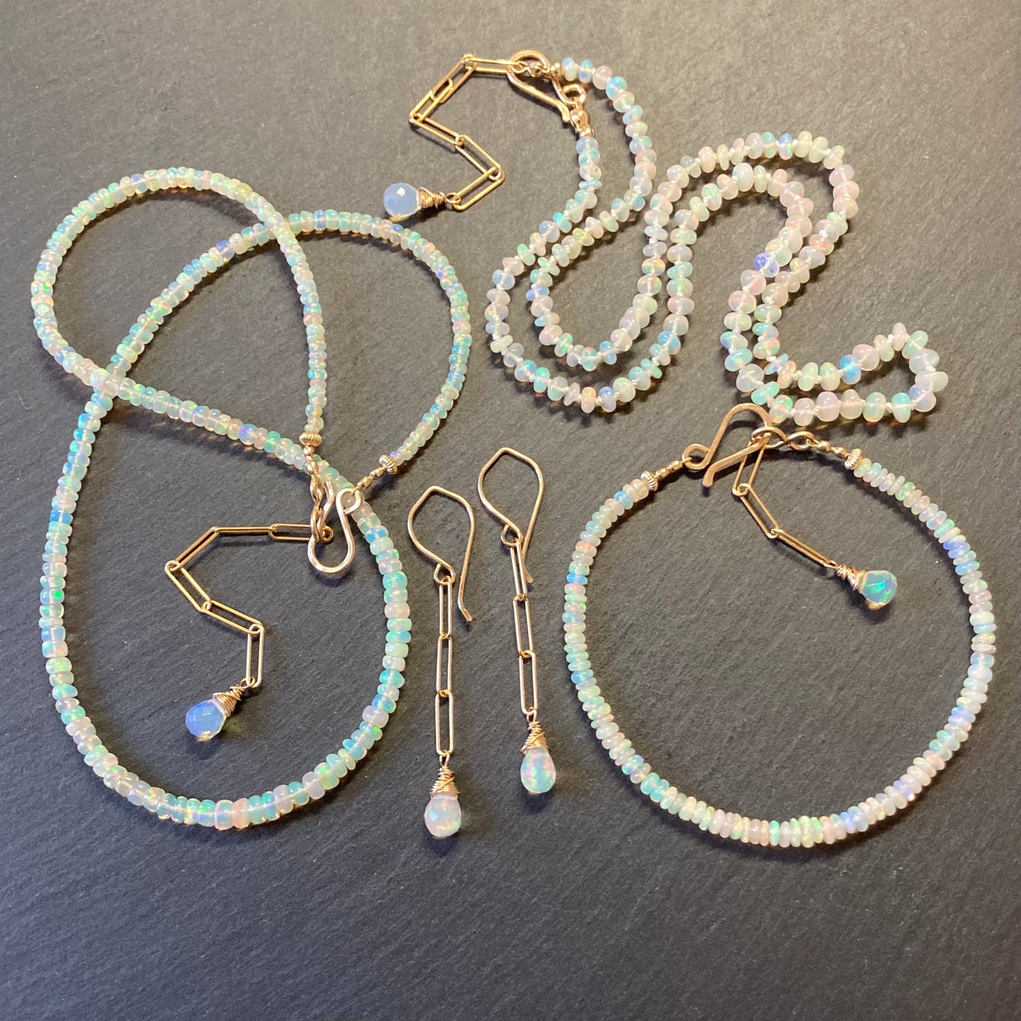 Ethiopian Opal & Gold Beaded Necklace