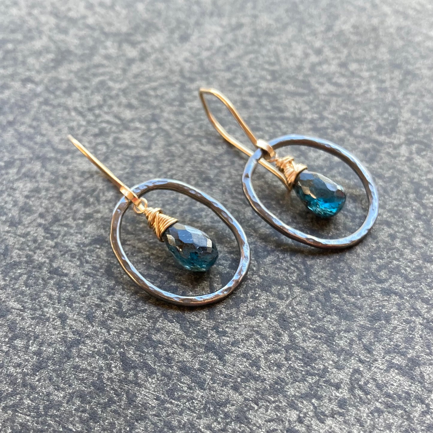 Moss Kyanite & Mixed Metal Hoops