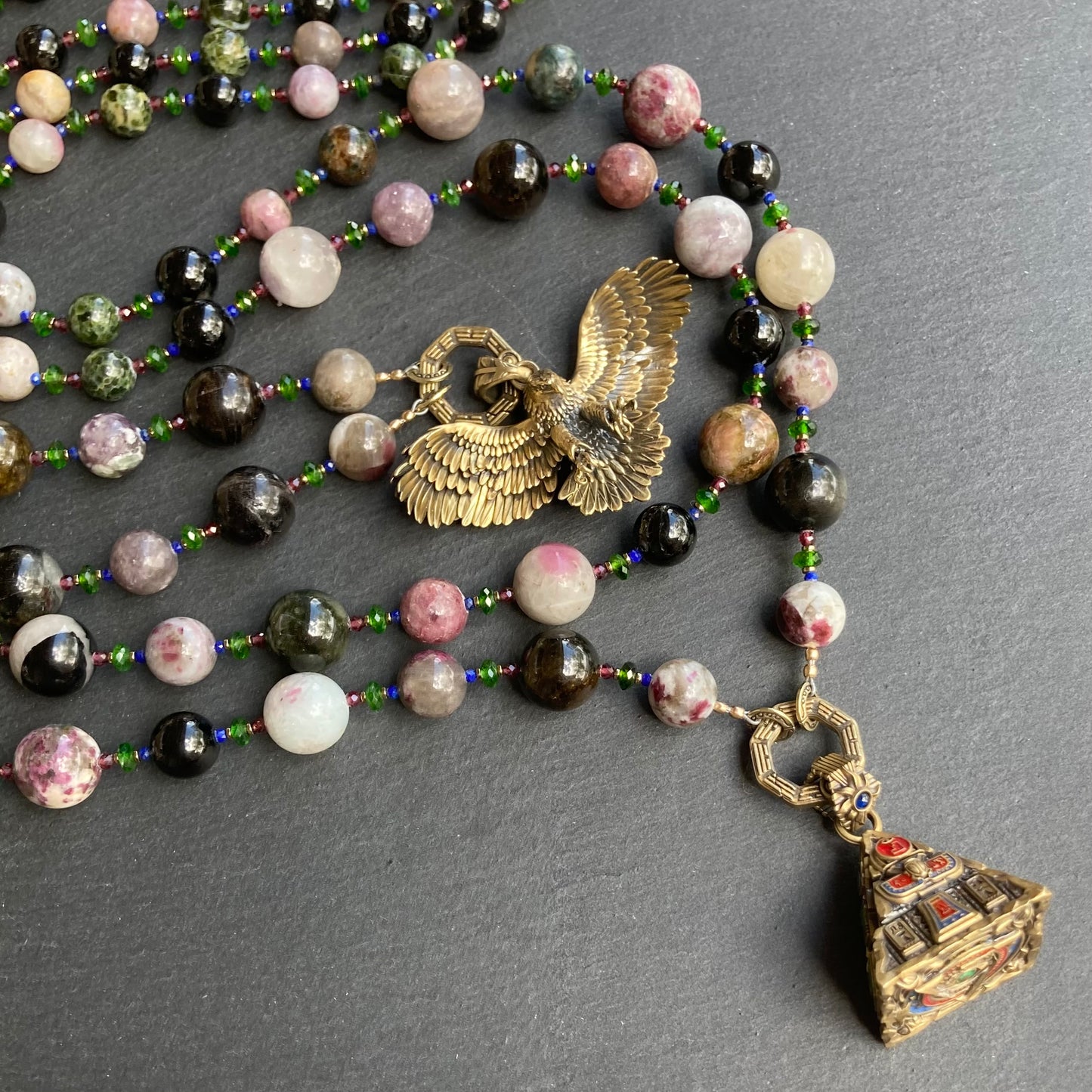 Custom Multi Gemstone 3-Strand Necklace
