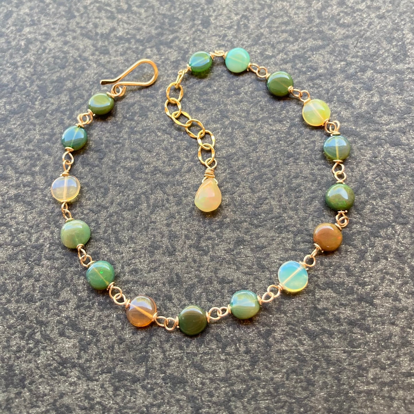 Ethiopian Multicolor Opal & Gold Bracelet