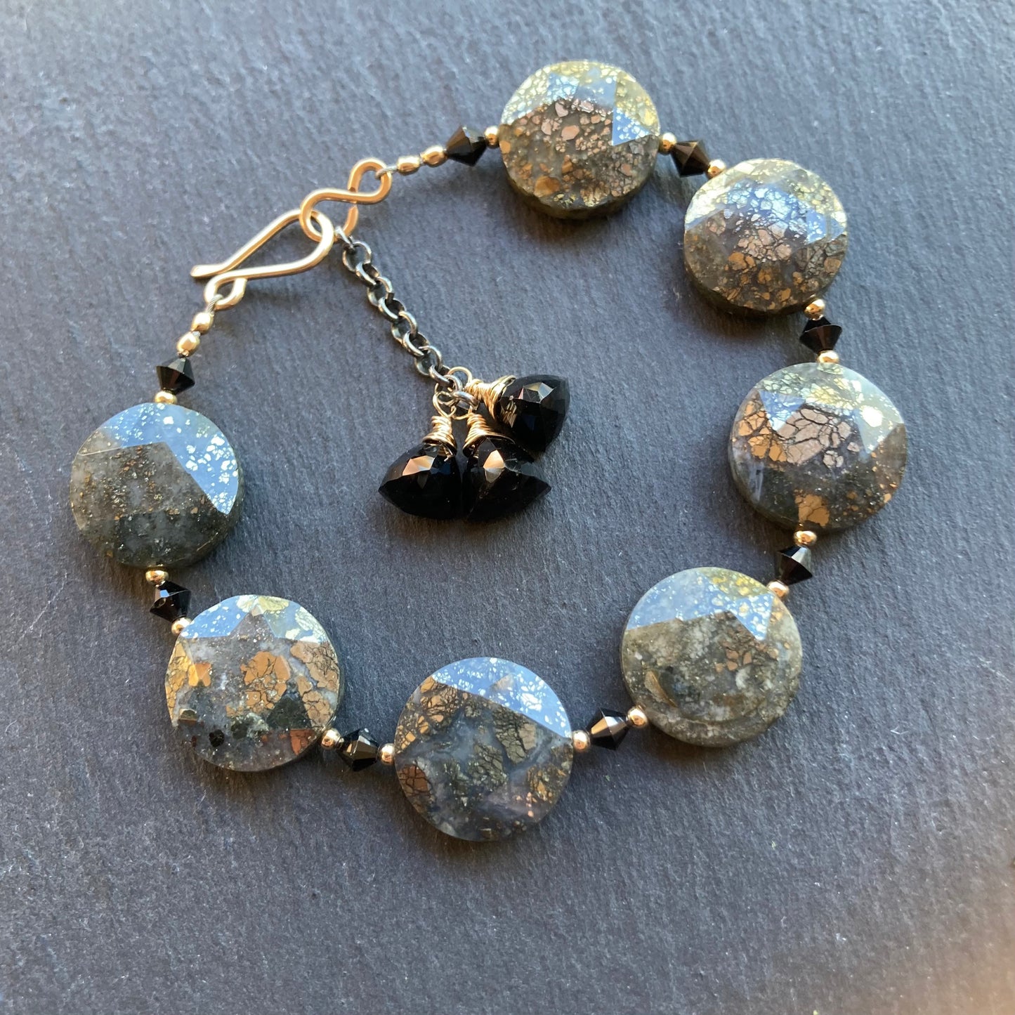 Nipomo Marcasite in Agate & Mixed Metal Tassel Bracelet