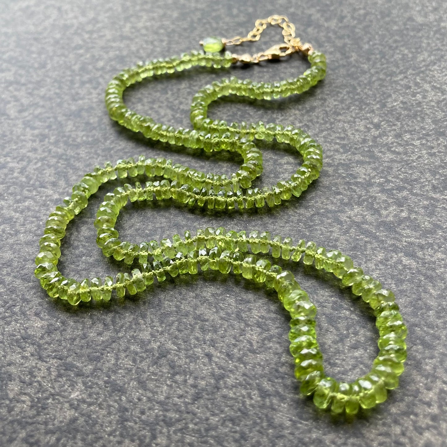 Peridot Hand Knotted Silk Necklace