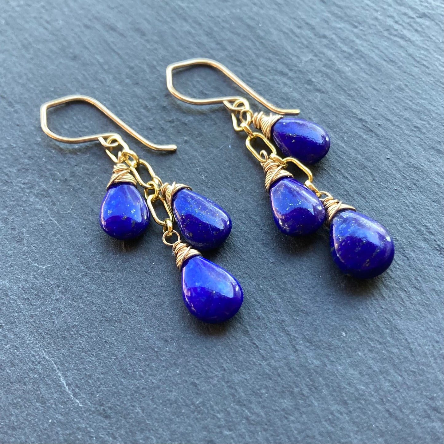Lapis Lazuli & Gold Cascade Earrings