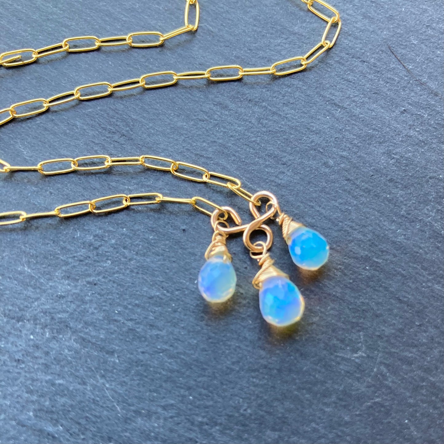 Ethiopian Opal & Gold Pendant Necklace