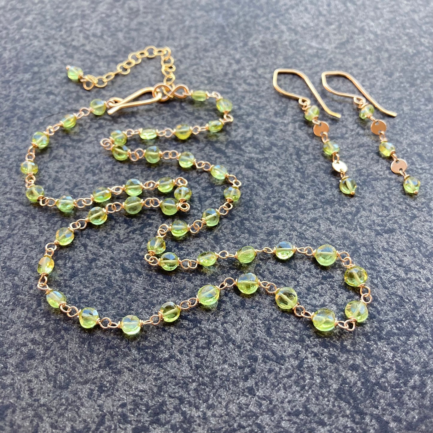 Peridot & Gold Coin Earrings