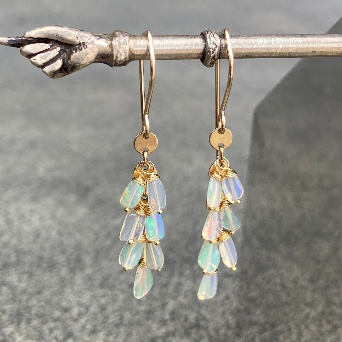 Ethiopian Opal & Gold Cascade Earrings