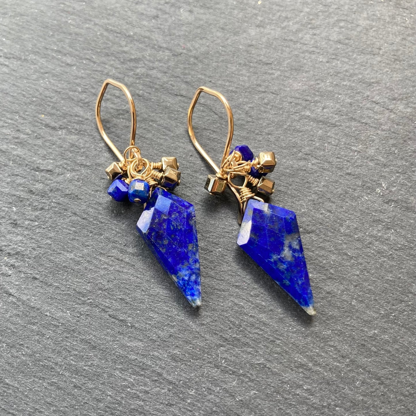Lapis Lazuli & Gold Arrowhead Earrings