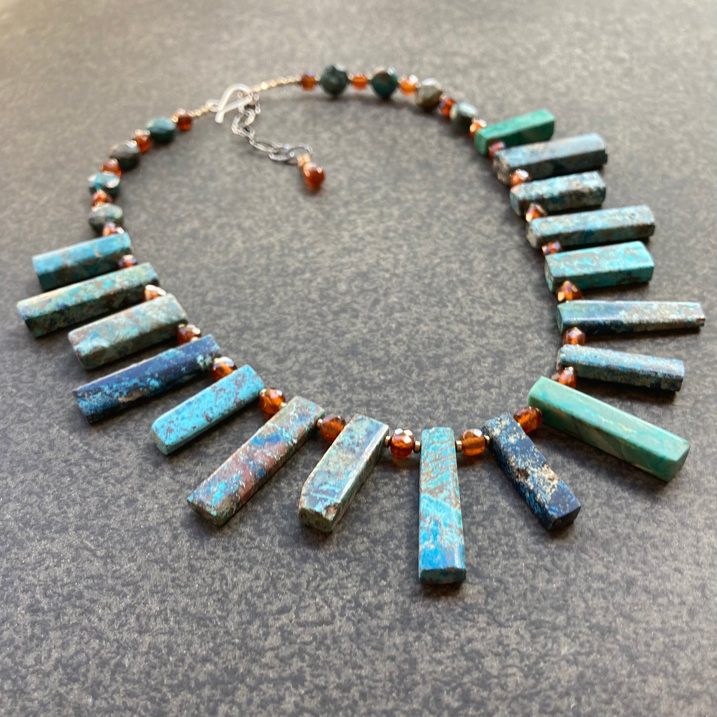 Natural Chrysocolla, Hessonite &  Pyrite Collar