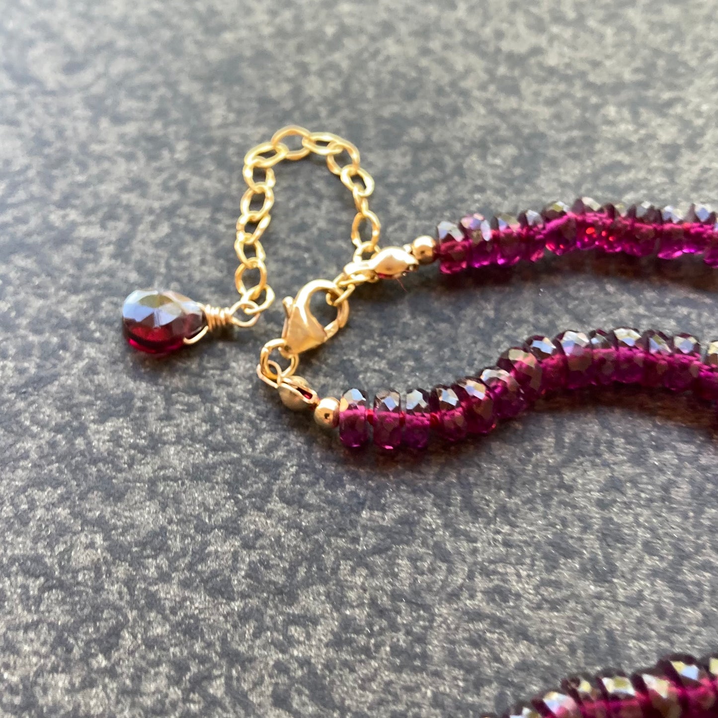 Rhodolite Garnet Hand Knotted Silk Necklace