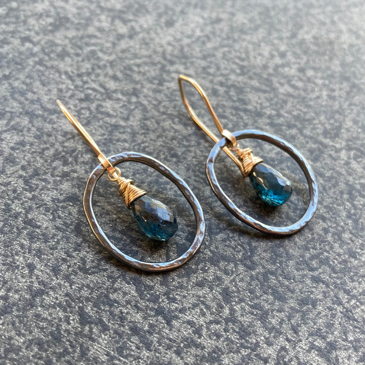 Moss Kyanite & Mixed Metal Hoops